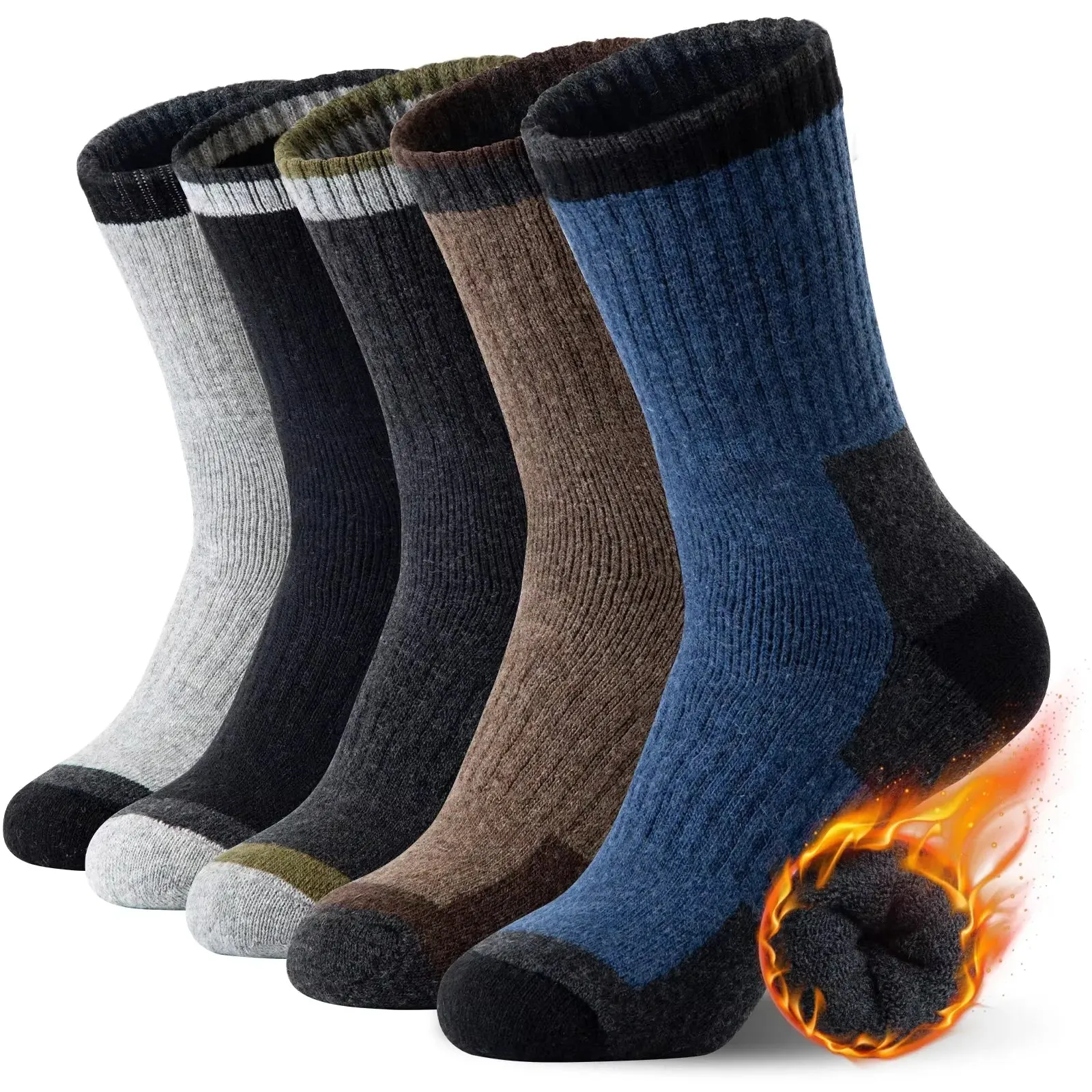 5 Pairs Merino Wool Warm Socks for Men