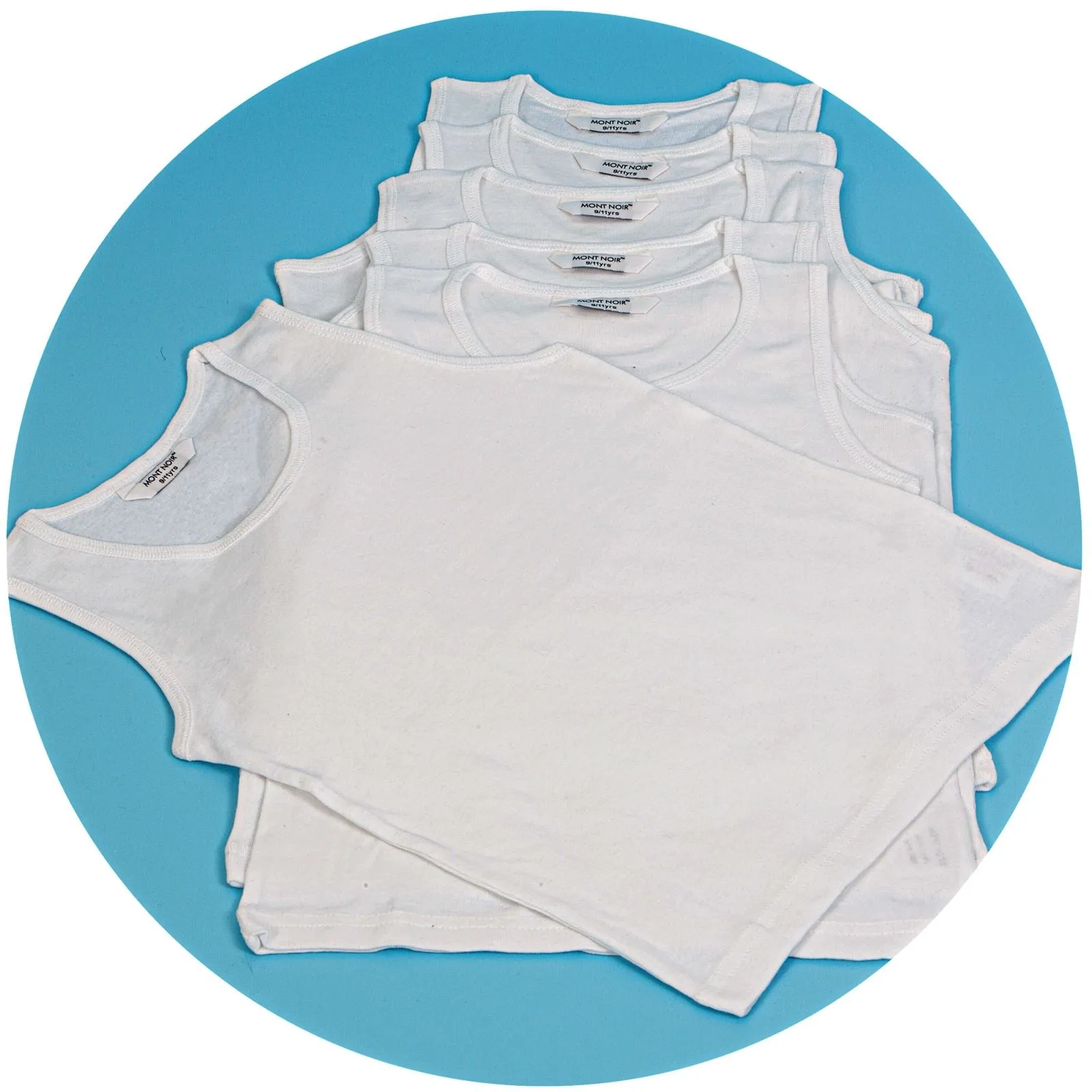 6 Pack Boys Plain White 100% Cotton Vest