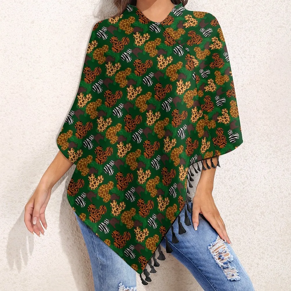 Animal Prints Tassel Cape