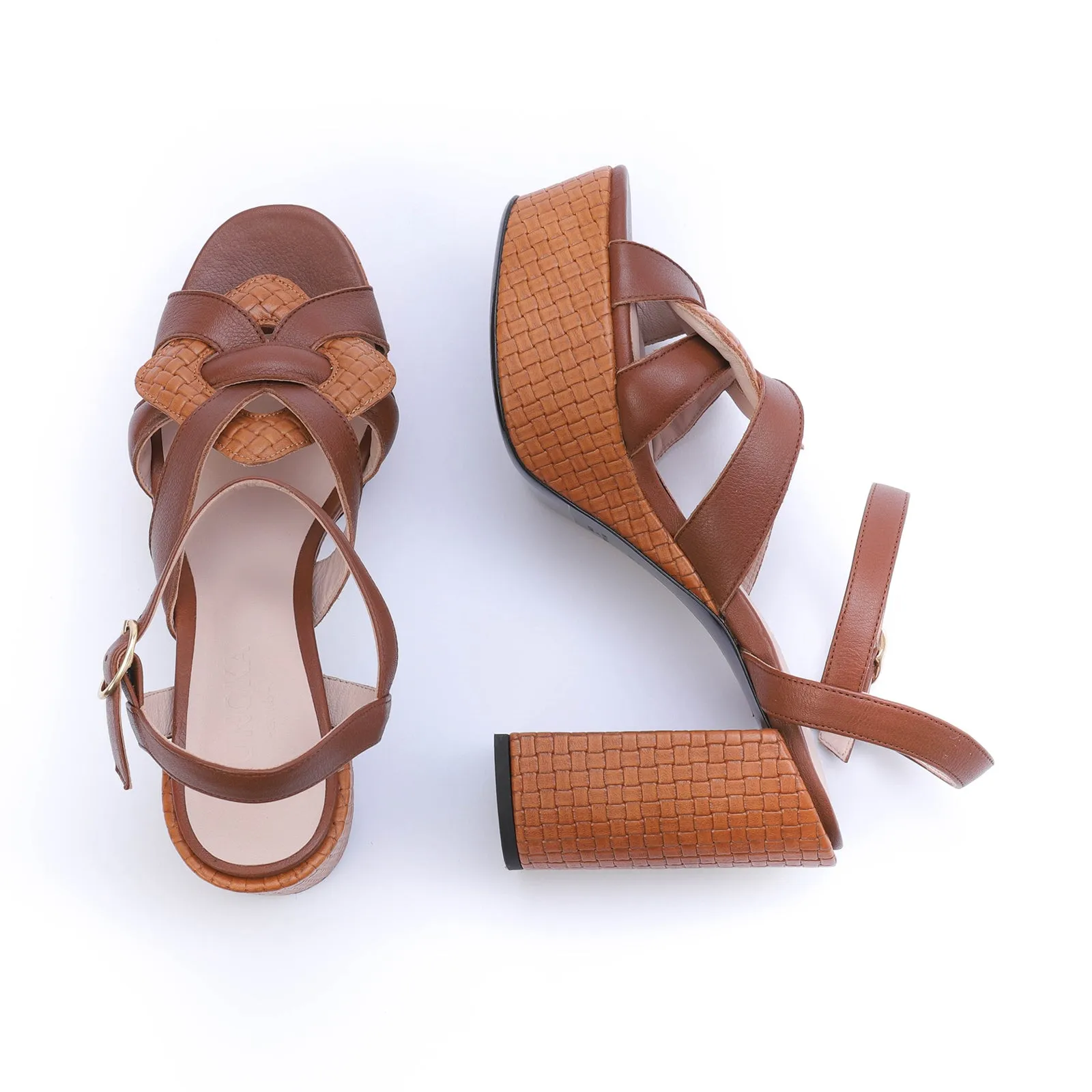 ANNA platform sandal - cuoio