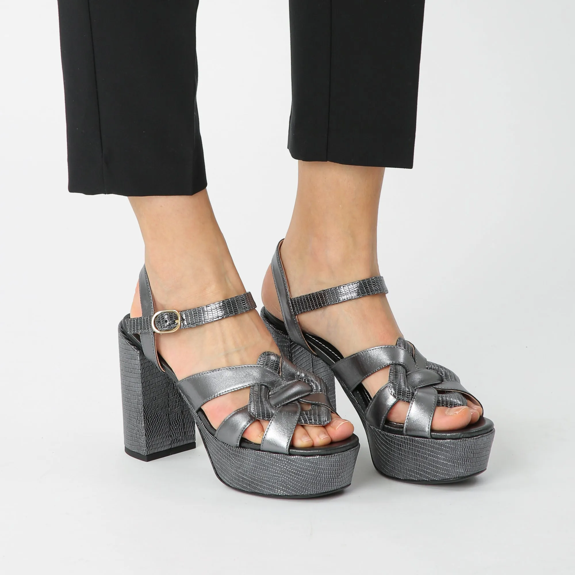 ANNA platform sandal - hematite