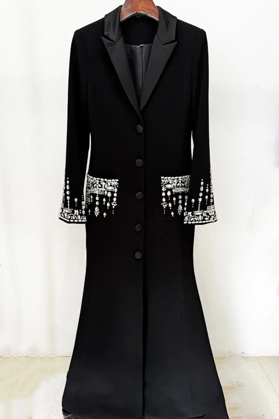 Aurora Crystal Embellished Blazer Maxi Dress