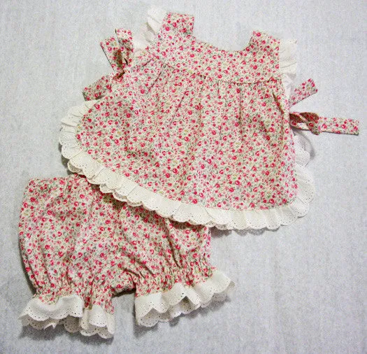 Baby girl pdf sewing pattern ISABELLE BABY SET, top & pants set for baby girls sizes 3 months to 4 years.