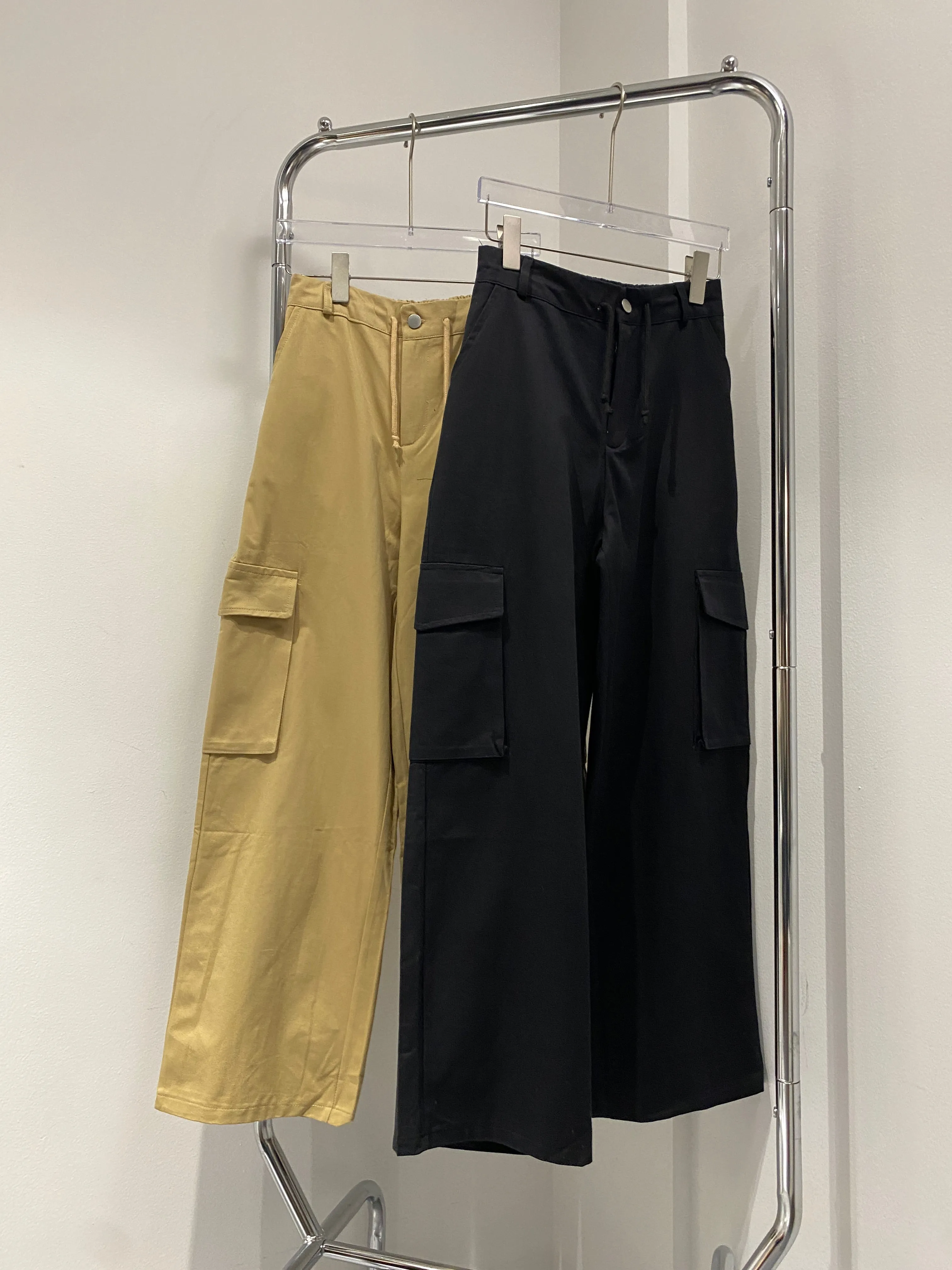 Baggy Fit Wide Leg Trousers - Latte