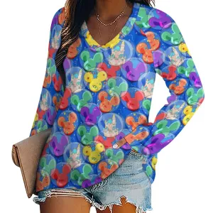 Balloon Collector Long Sleeve Loose V-Neck Tee