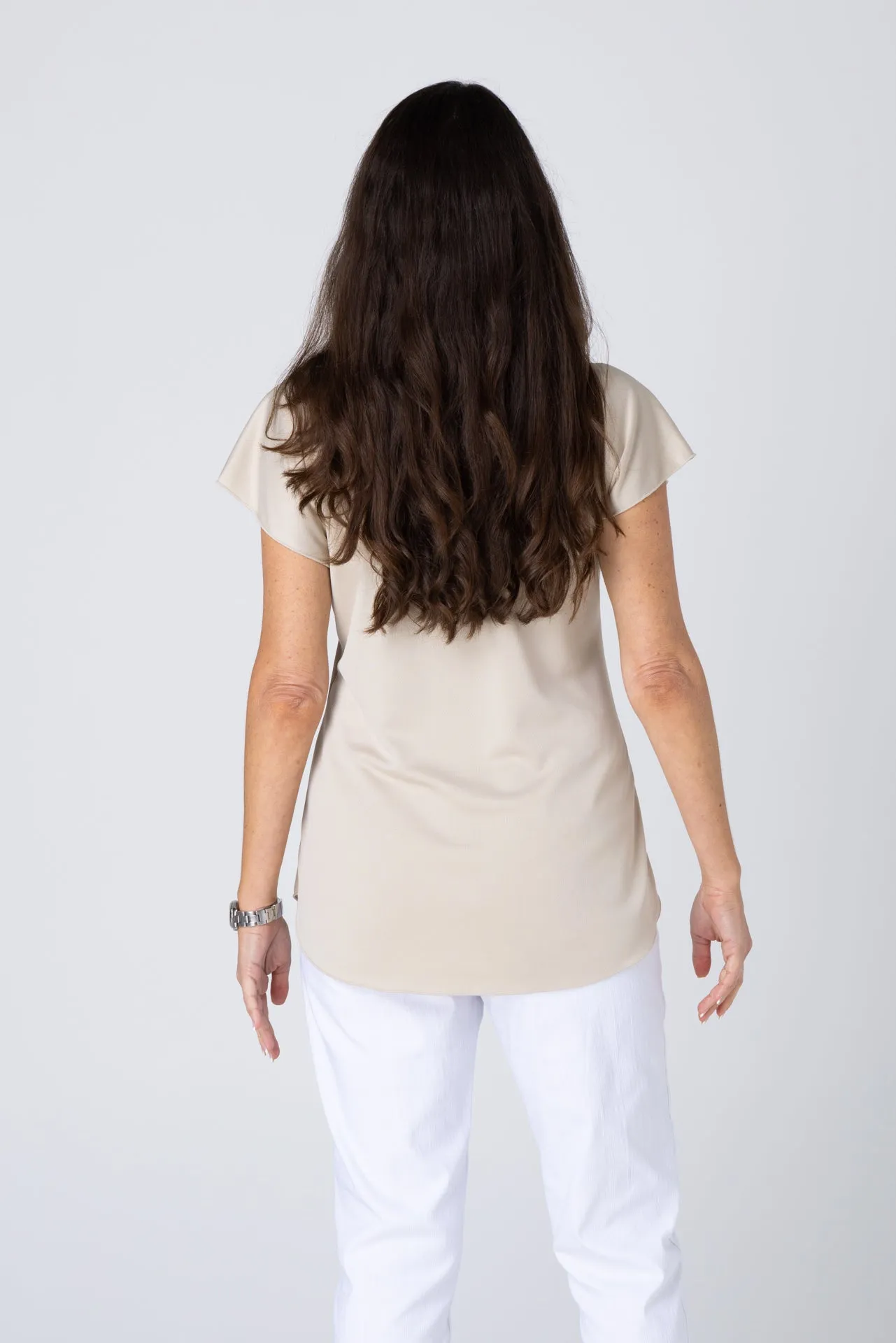 Beige Activewear Short Sleeve Top