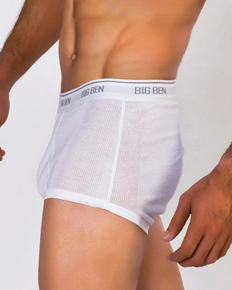 BigBen - Ribbed Underwear For Men - Top Elastic - White Underwear