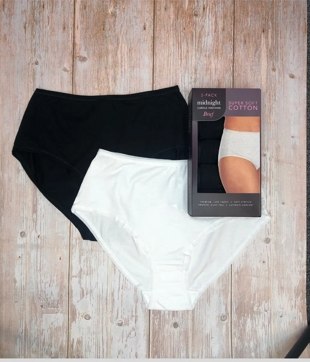 Black & White 5 Pack Super Soft Cotton Rich Midi Briefs