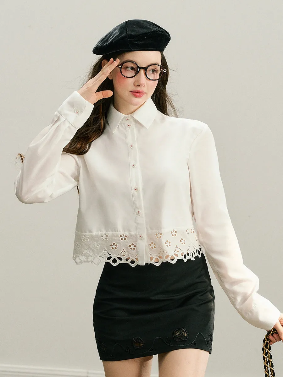 Black & White Embroidered Lace Blazer