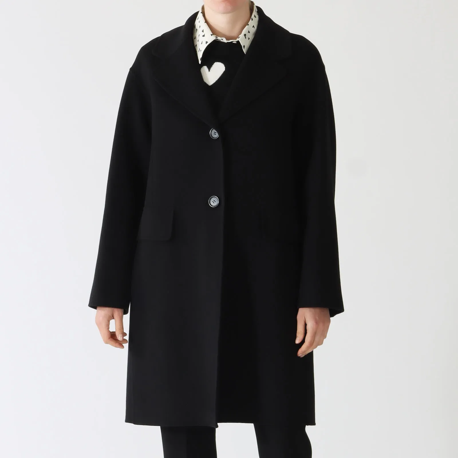 Black Assunta Single-Breasted Wool Coat