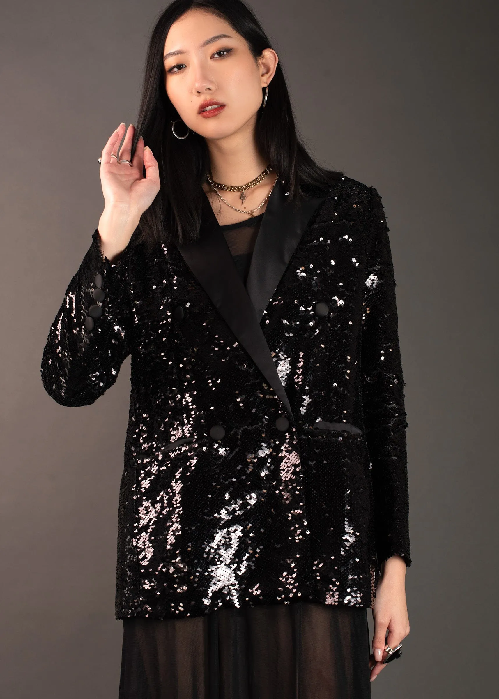 Black Sequin Blazer