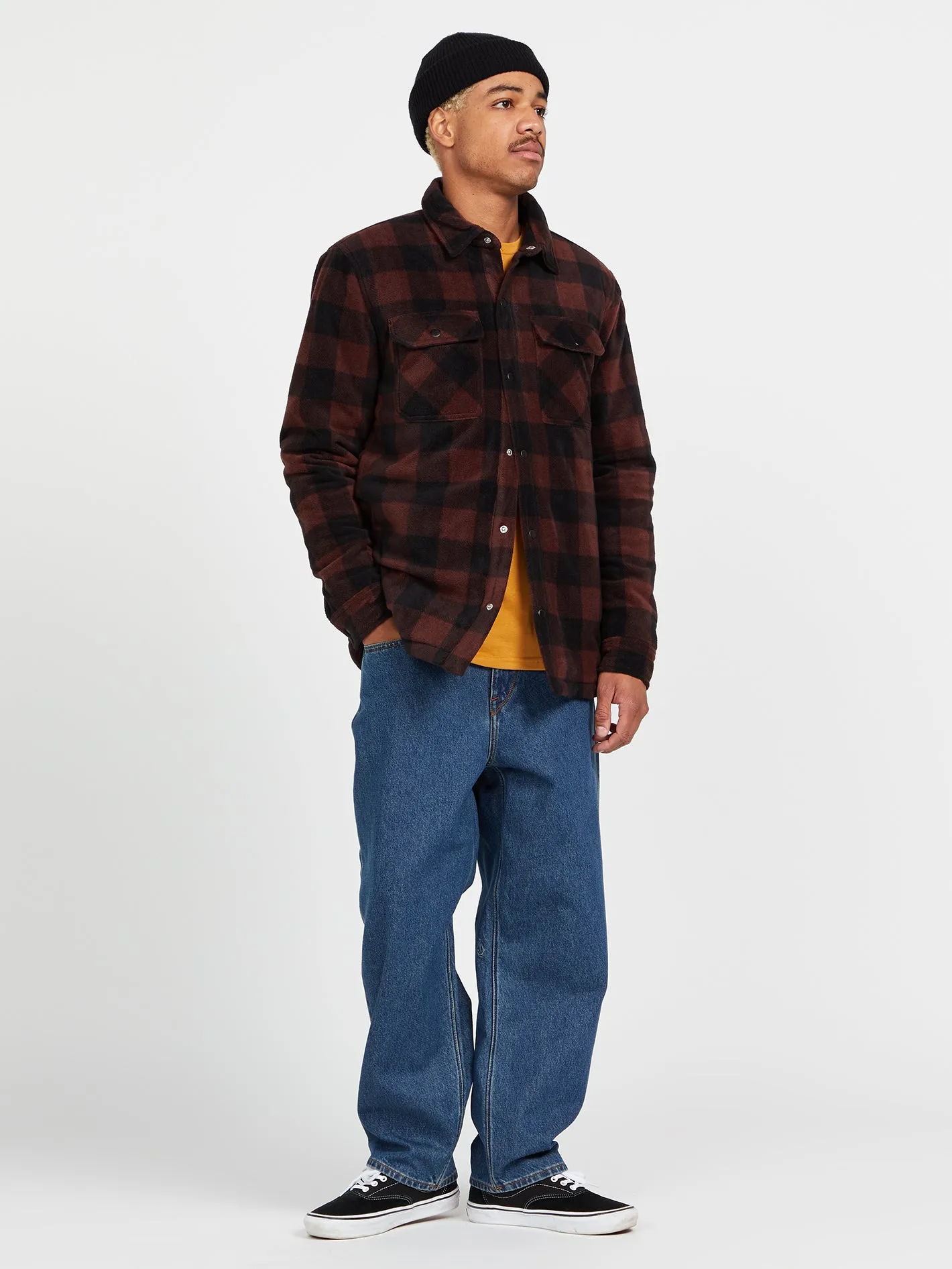 Bowered Fleece Over-shirt - MAHOGANY