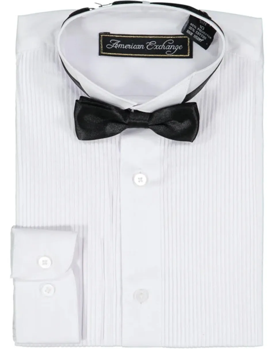 Boys White Tuxedo Shirt and Bowtie Set