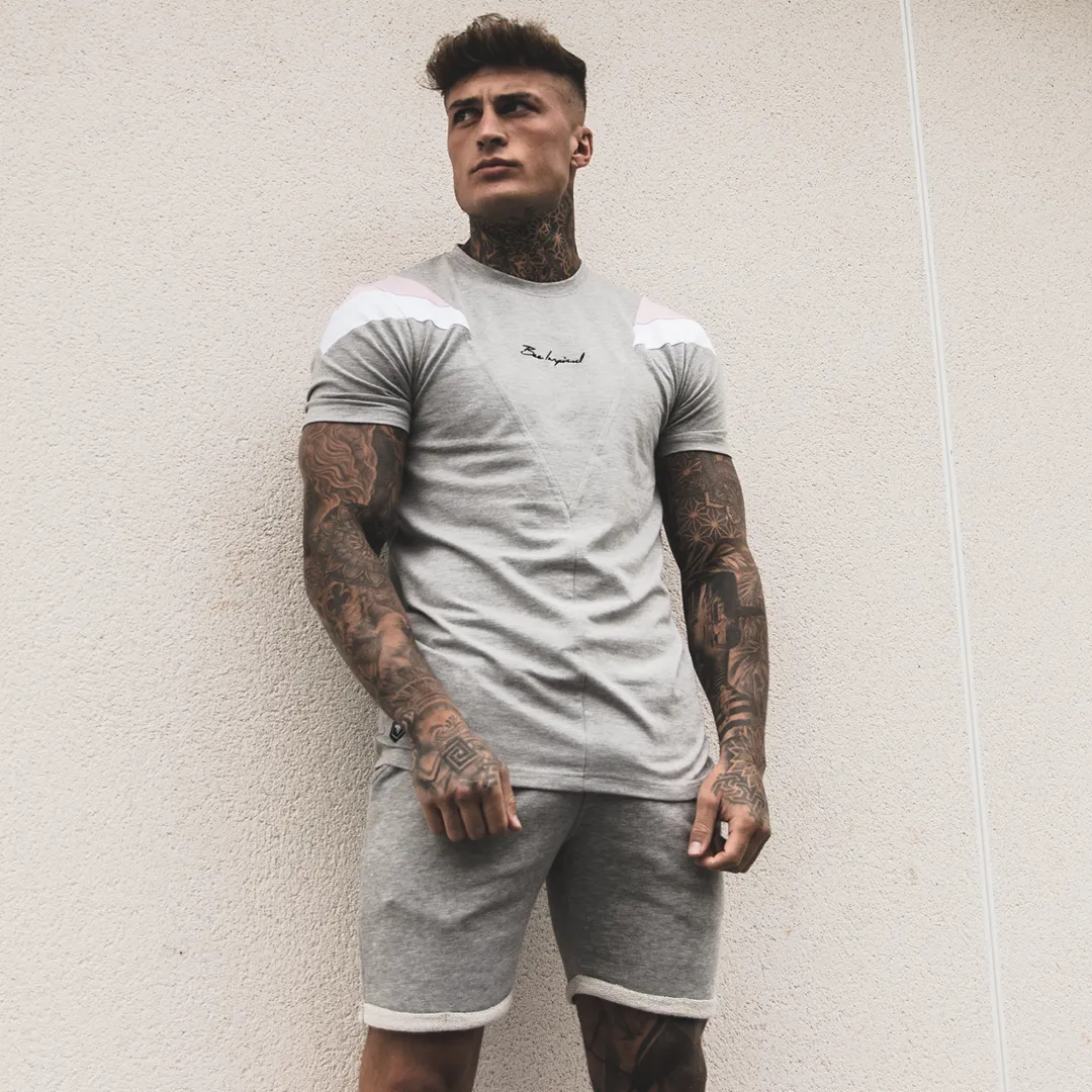 Brock Tee - Grey/White/Pink