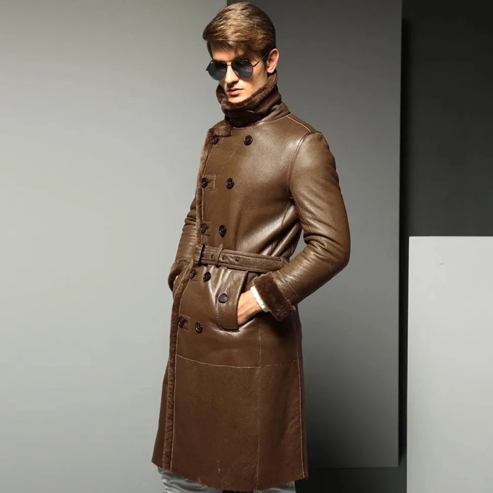 Brown Lambskin Coat Men