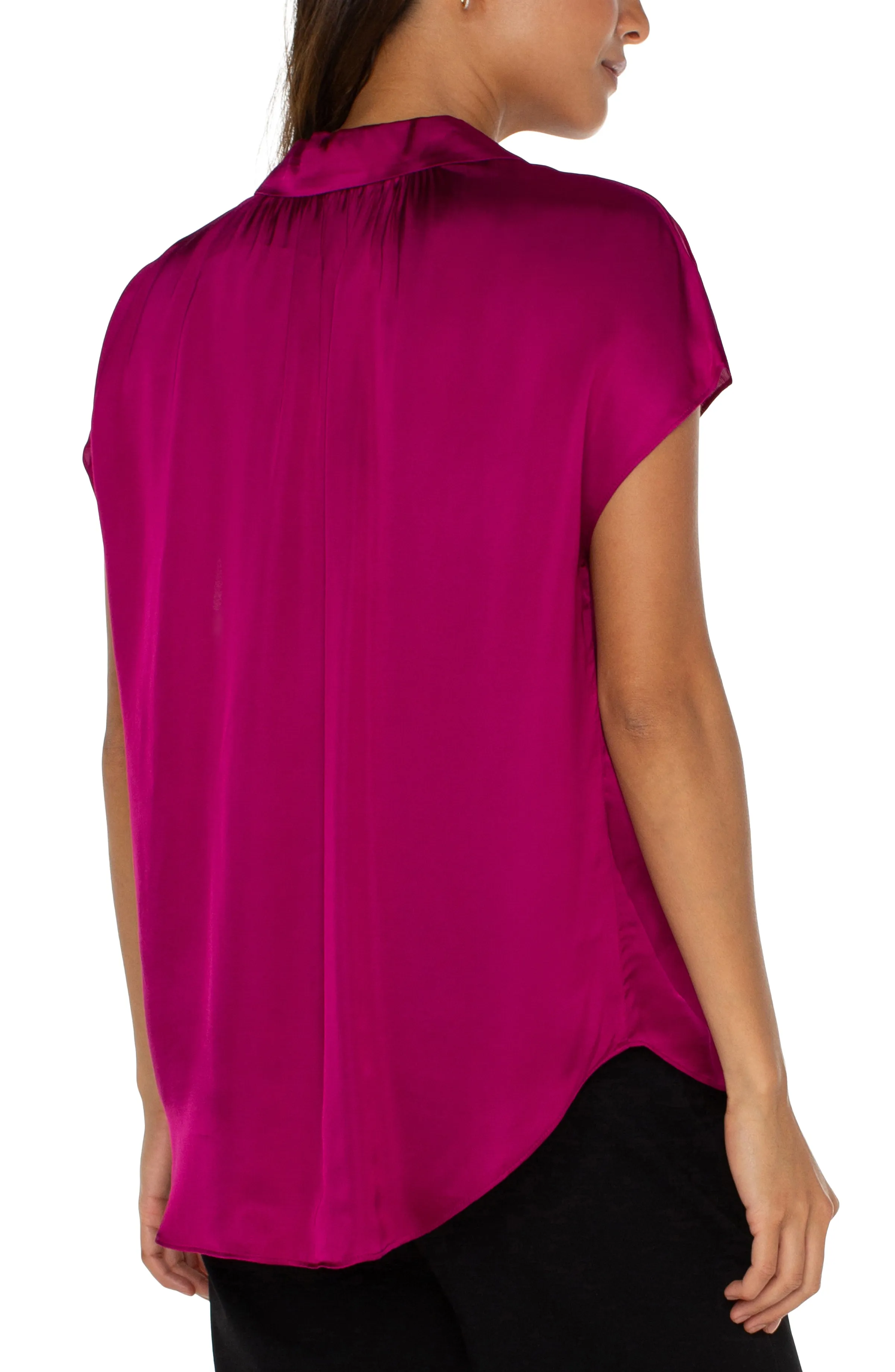 BUTTON FRONT DOLMAN SLEEVE BLOUSE