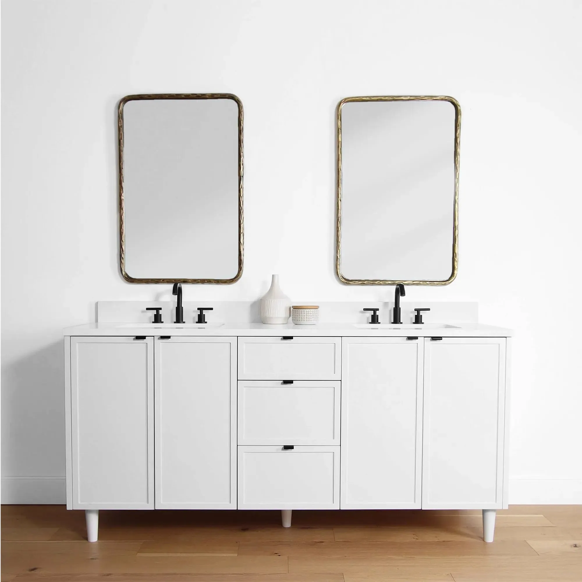 Cape Breton 72" Satin White Bathroom Vanity, Double Sink