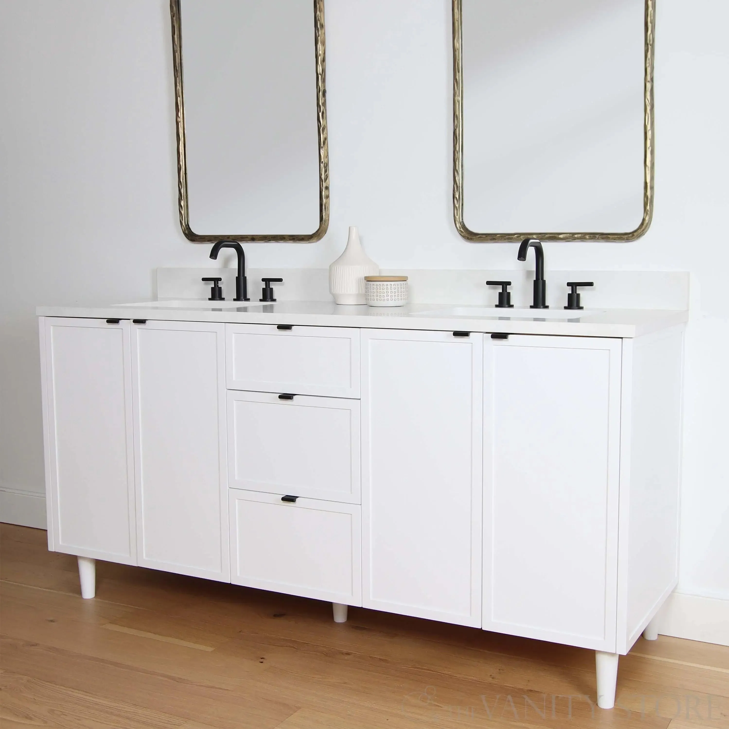 Cape Breton 72" Satin White Bathroom Vanity, Double Sink