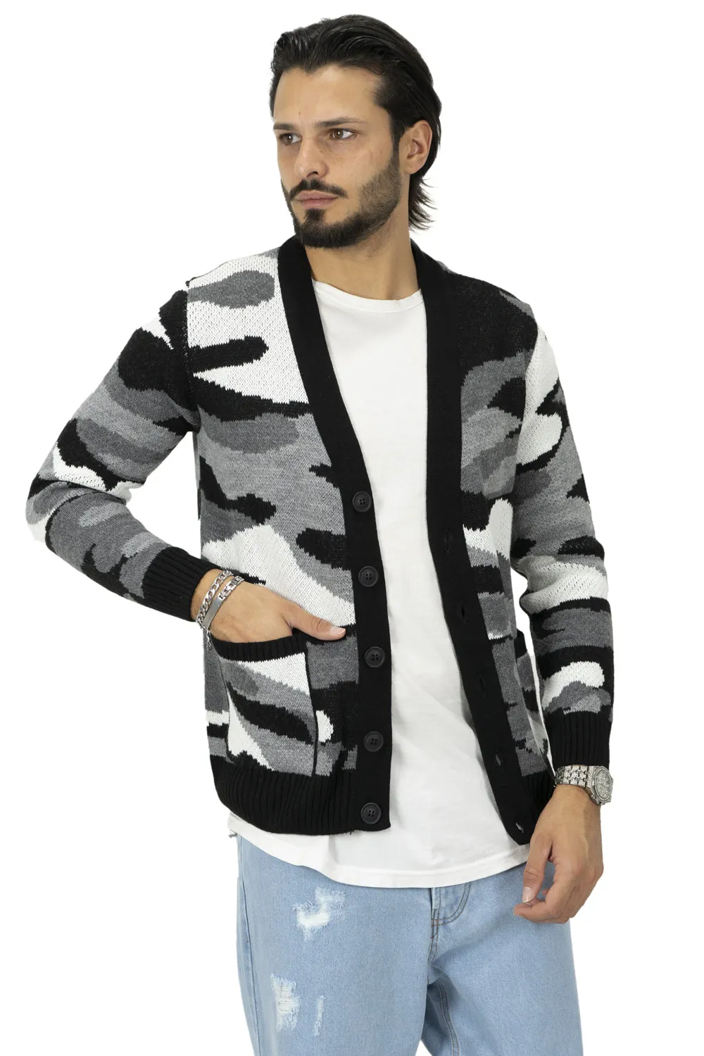 Cardigan Maglione Uomo Camouflage Art. Mg93