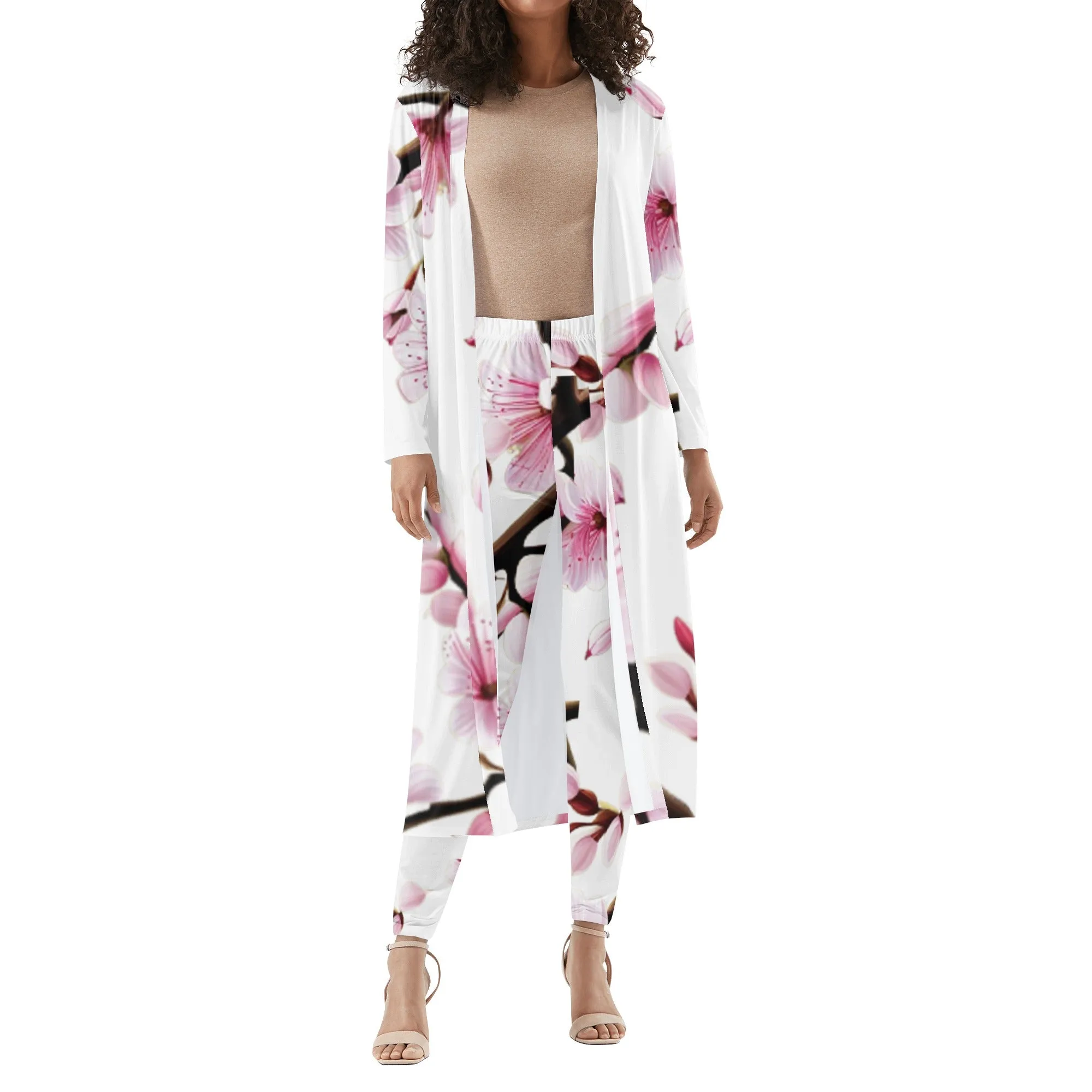 Cherry Blossom Womens Long Sleeve Cardigan and Leggings 2pcs - 4 colors