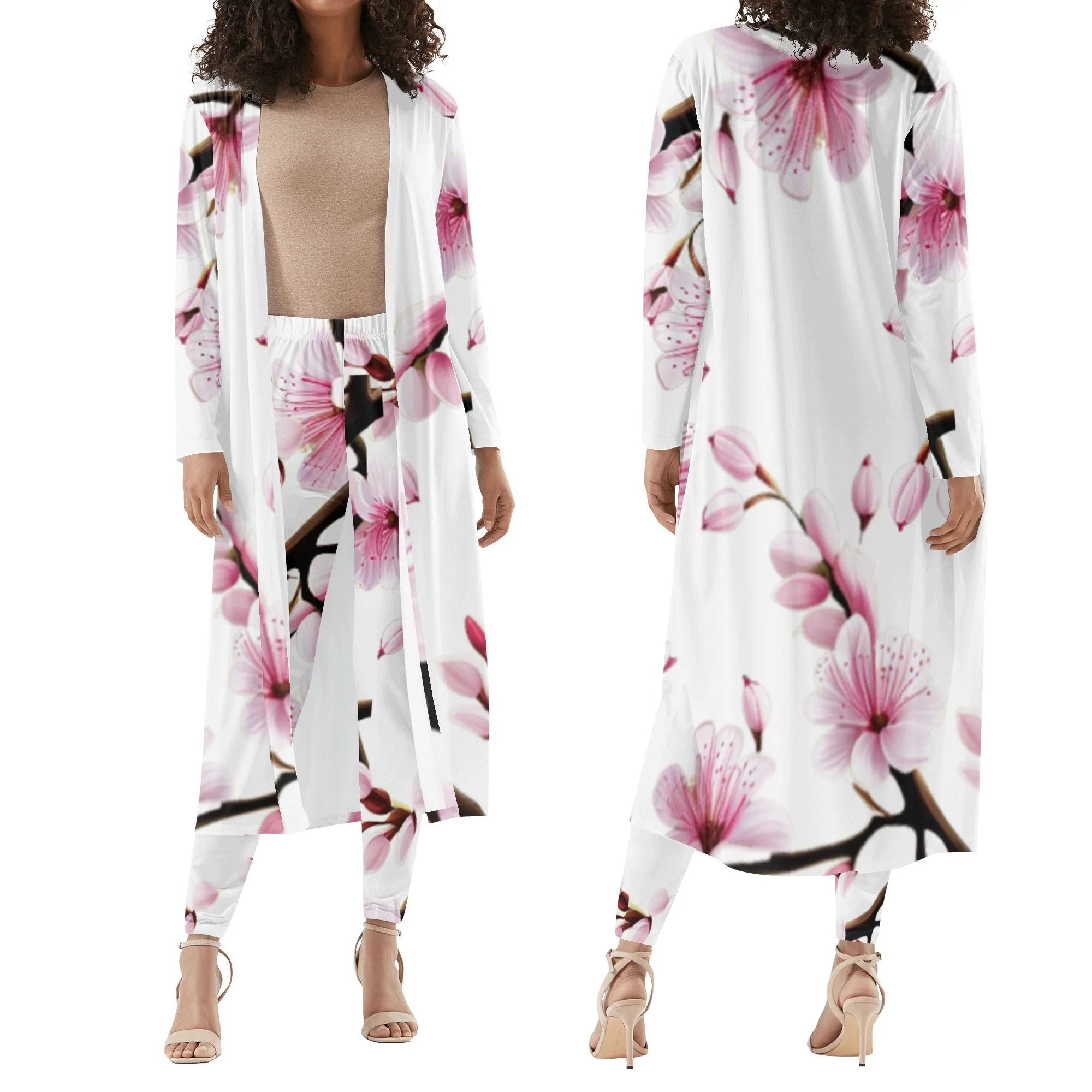 Cherry Blossom Womens Long Sleeve Cardigan and Leggings 2pcs - 4 colors