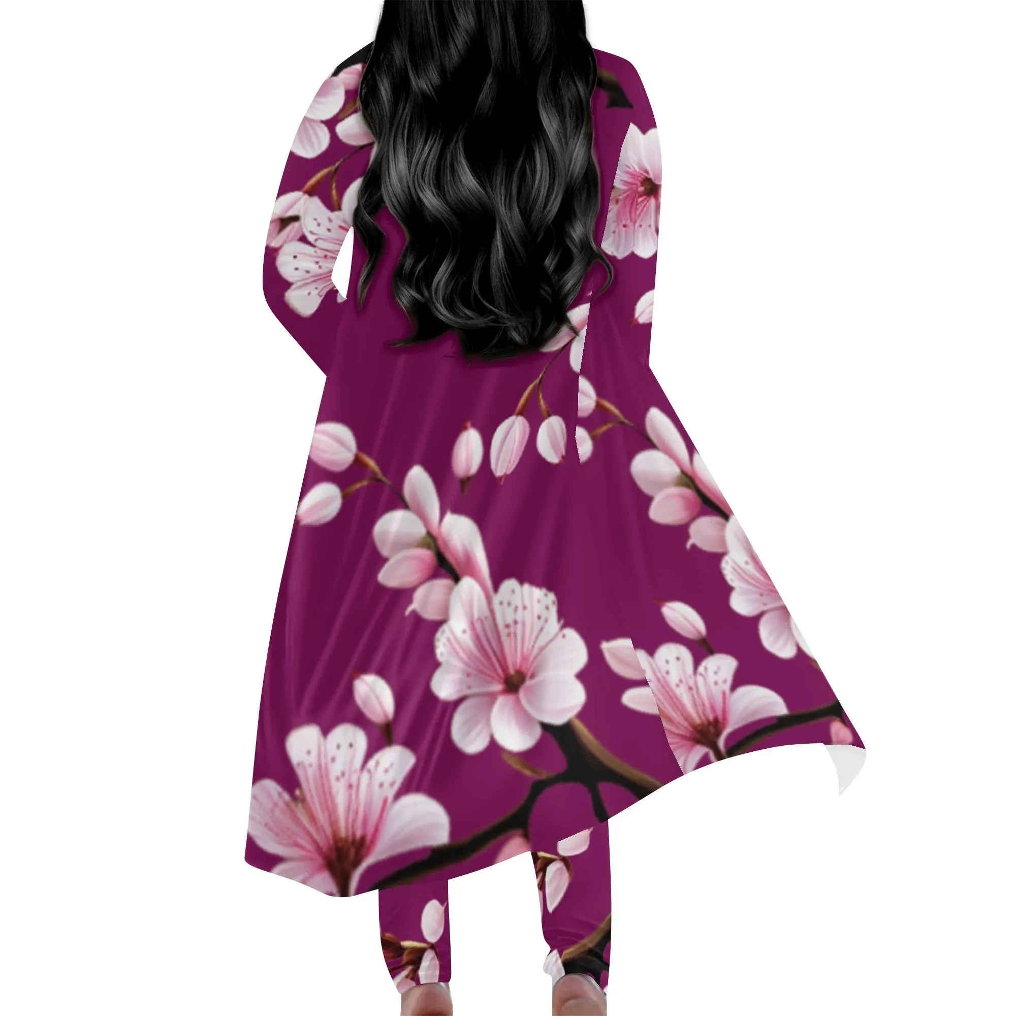 Cherry Blossom Womens Long Sleeve Cardigan and Leggings 2pcs - 4 colors