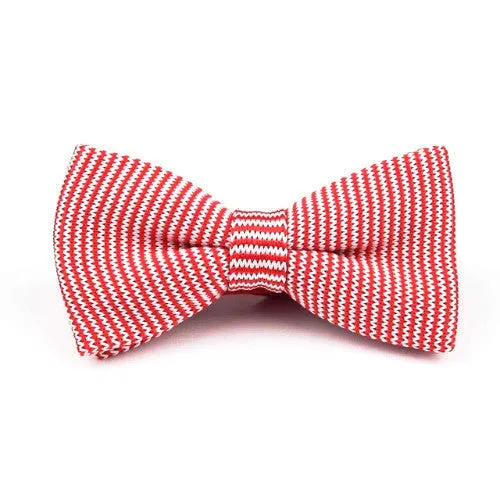 Classy Men Knitted Bow Tie Red Striped