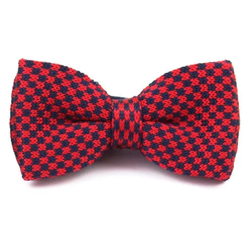 Classy Men Knitted Bow Tie Red/Navy