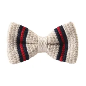 Classy Men Knitted Bow Tie White/Red