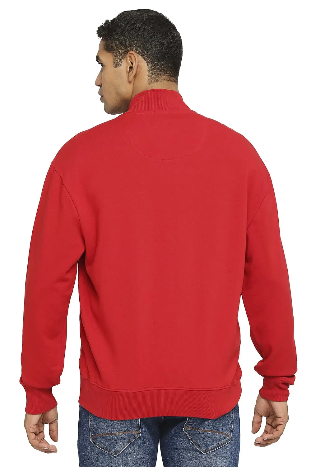 Comfort Fit Cotton Non Brushed Fleece High Neck Jacket