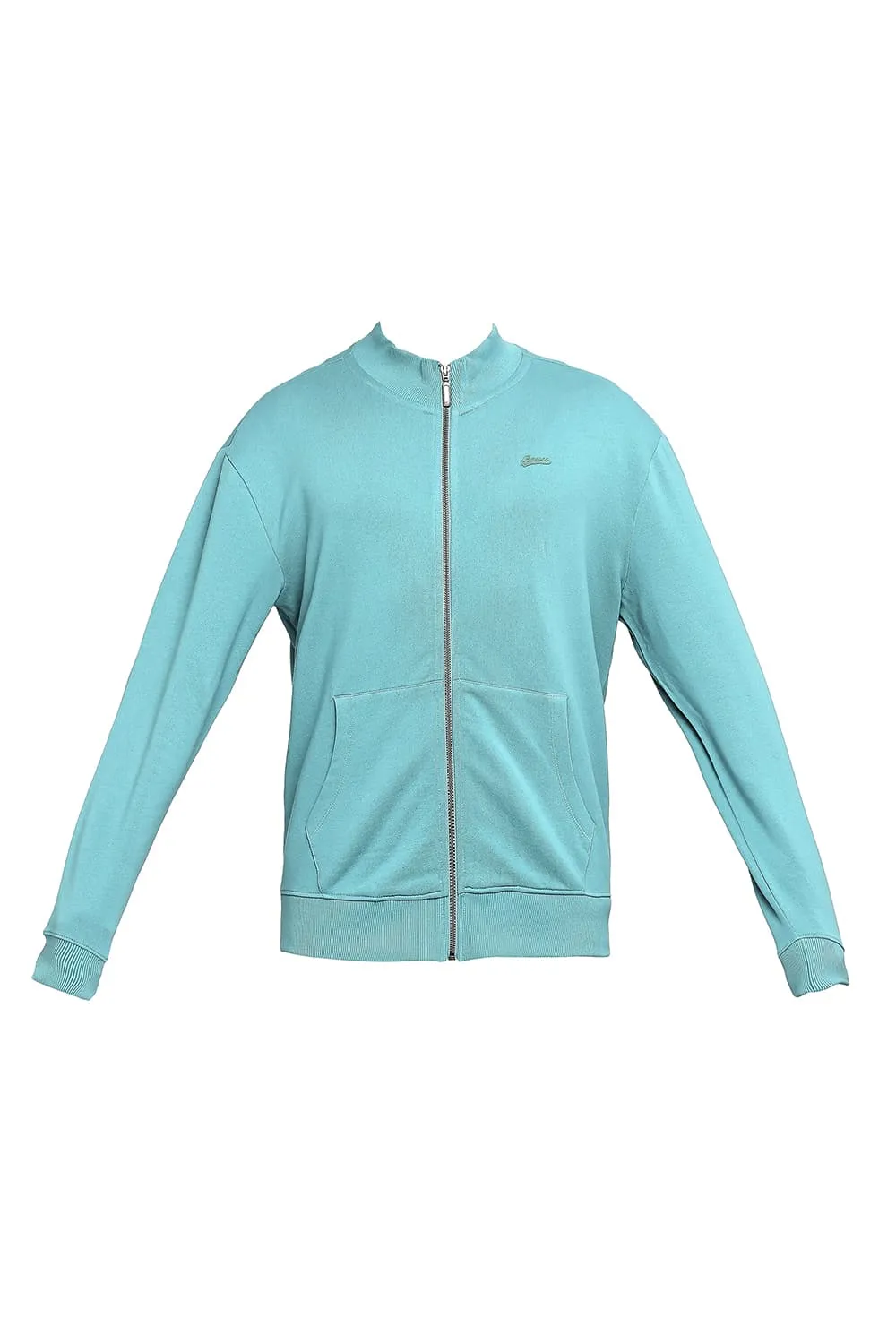 Comfort Fit Cotton Non Brushed Fleece High Neck Jacket