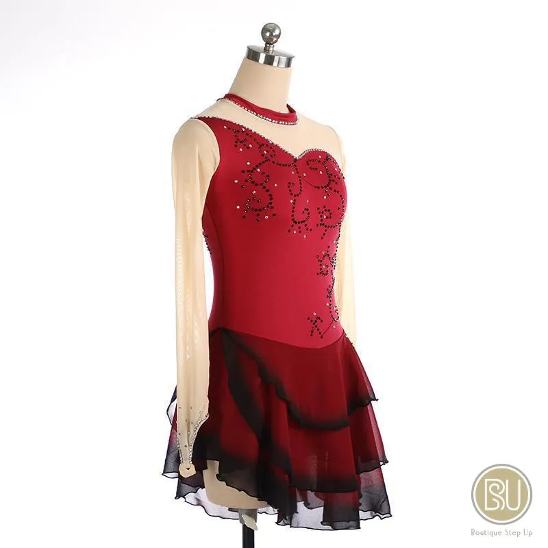 Competition Skating Dress Spanish Theme Black Red Size Small