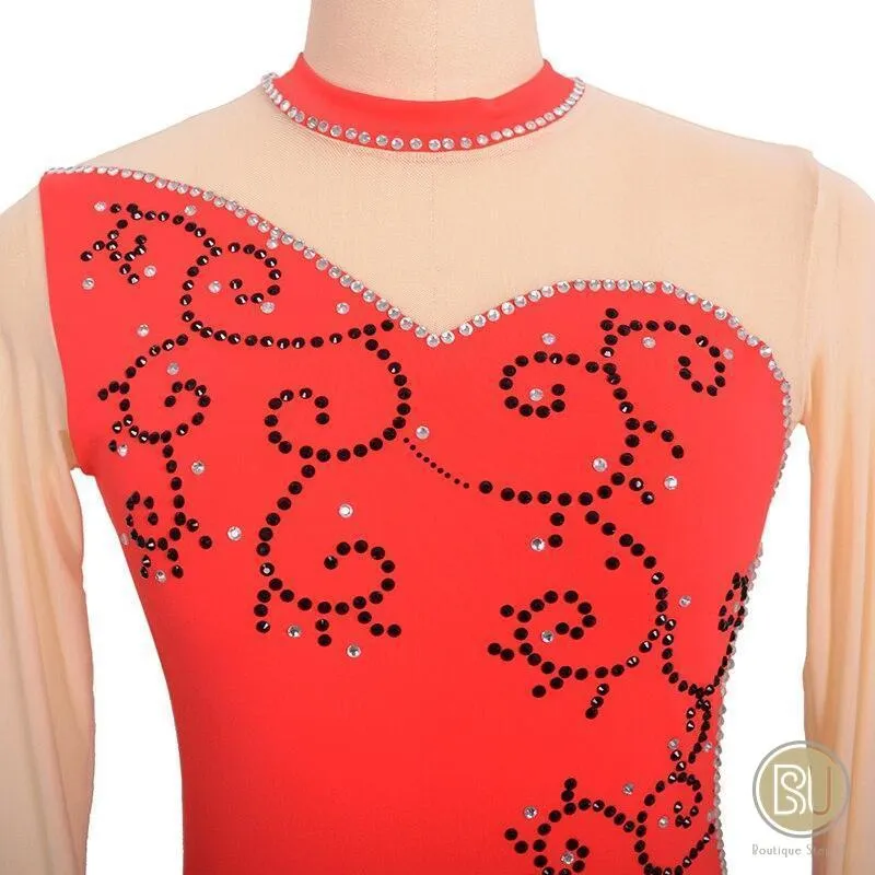 Competition Skating Dress Spanish Theme Black Red Size Small