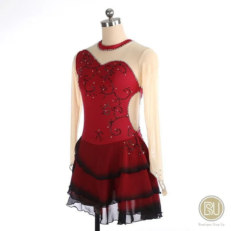 Competition Skating Dress Spanish Theme Black Red Size Small