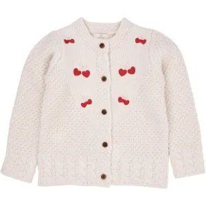 Copenhagen Colors Cream Lambwool Cardigan W. Bow Emb