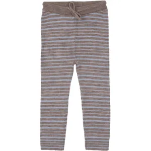 Copenhagen Colors Natural Mel/Dusty Blue Comb Merino Classic Rib Leggings w. Drawstrings