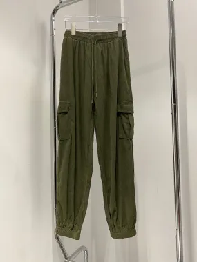 Corduroy Cargo Jogger Pants - Olive