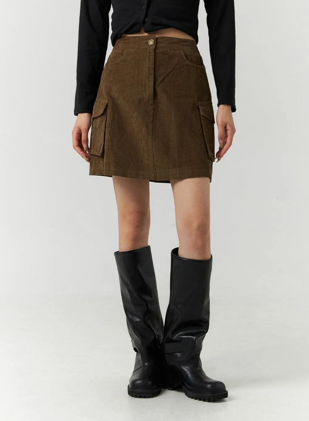 Corduroy Cargo Mini Skirt CN321