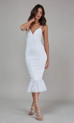 Cream Bandage Fishtail Midi Dress