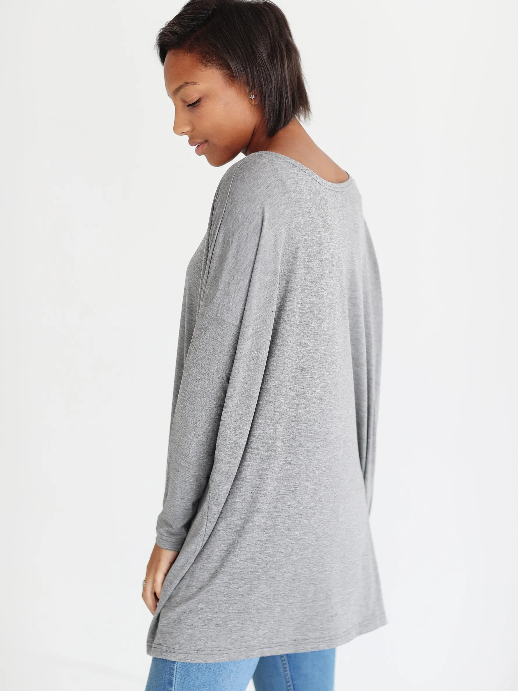 Dark Heather Gray Long Sleeve Tunic