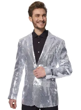 Deluxe Silver Sequinned Mens Suitmeister Costume Jacket