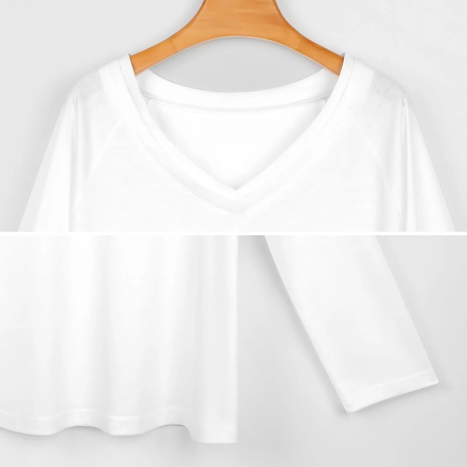 Designer Long Sleeve Loose V-Neck Tee