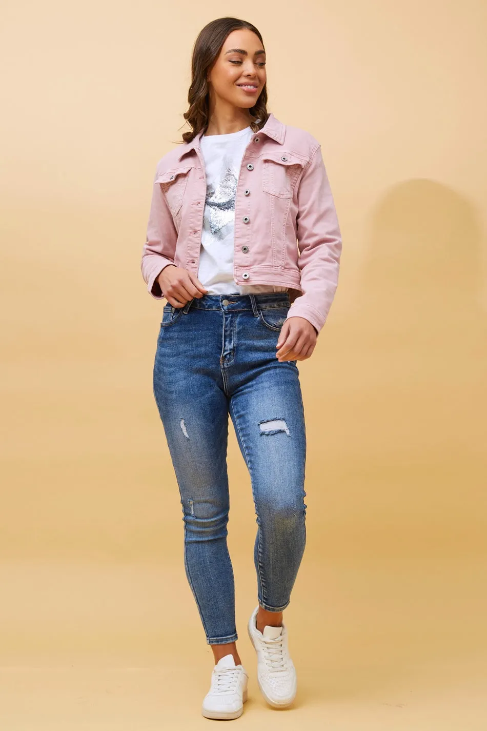 DESTINY SEQUIN WING DENIM JACKET