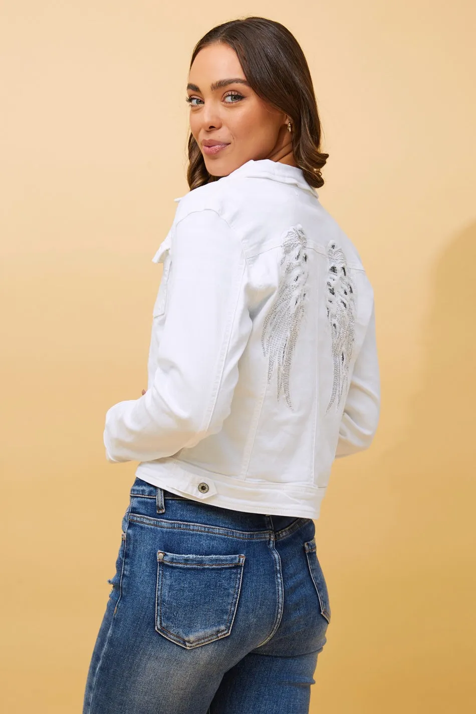 DESTINY SEQUIN WING DENIM JACKET