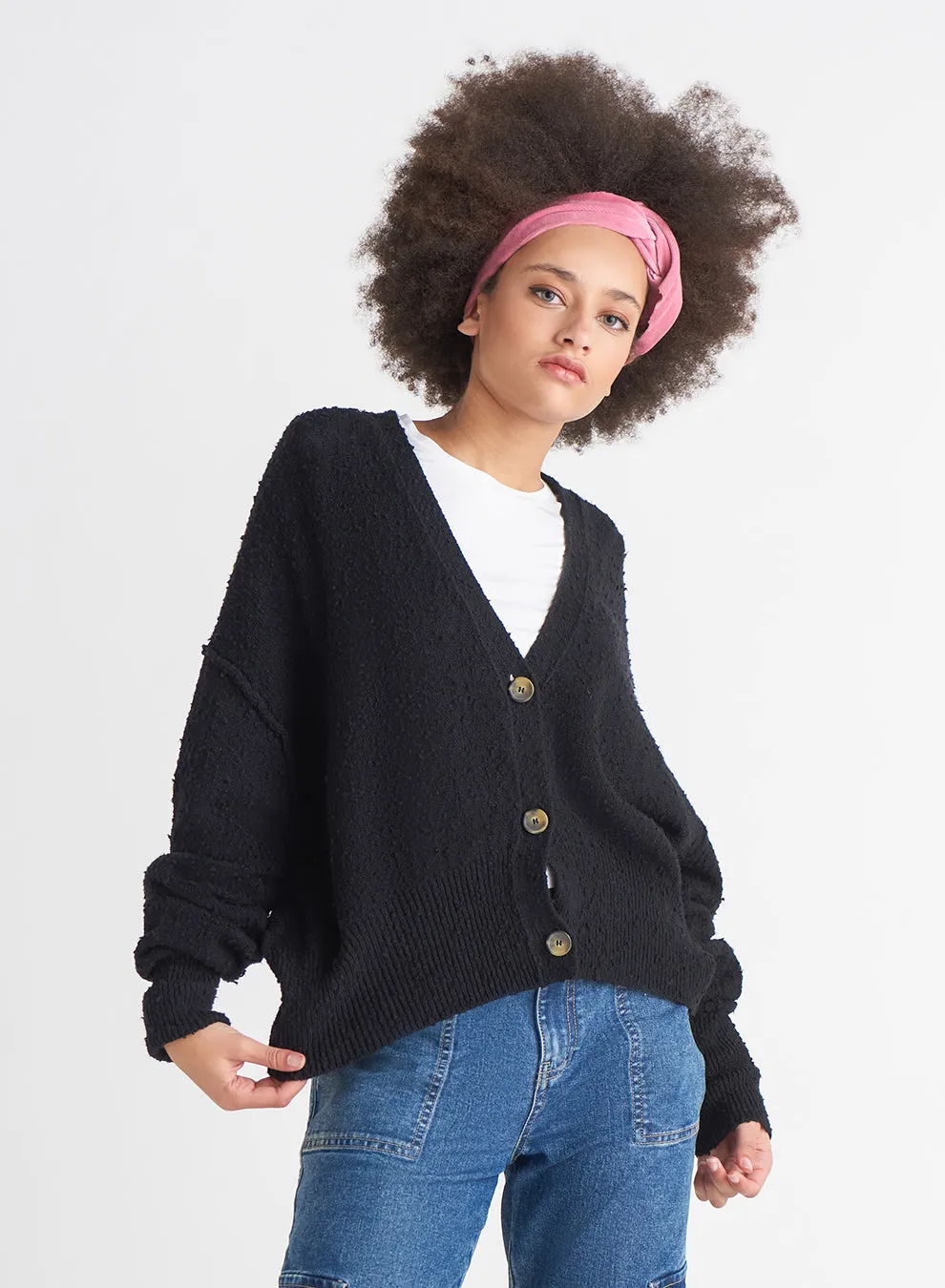 Dex Boucle Button Front Cardigan