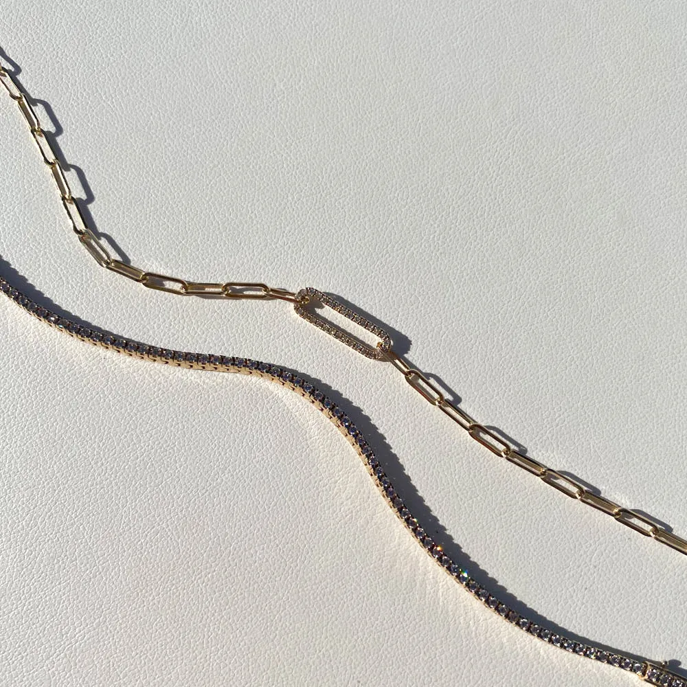 Diamond Paperclip Chain Necklace in 10k Gold