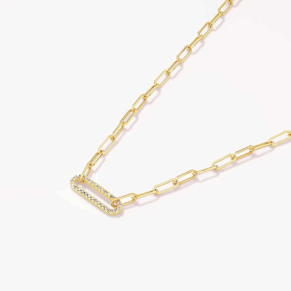 Diamond Paperclip Chain Necklace in 10k Gold