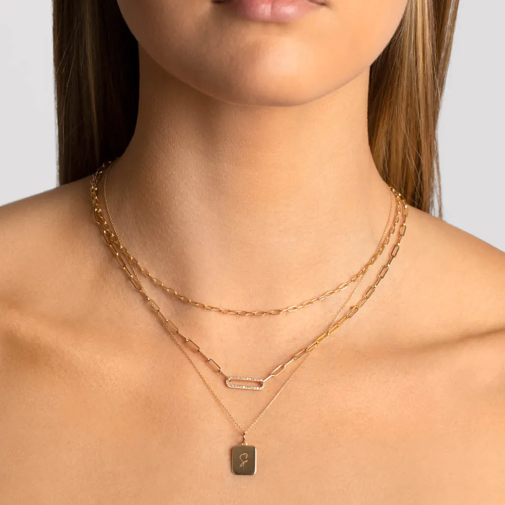 Diamond Paperclip Chain Necklace in 10k Gold