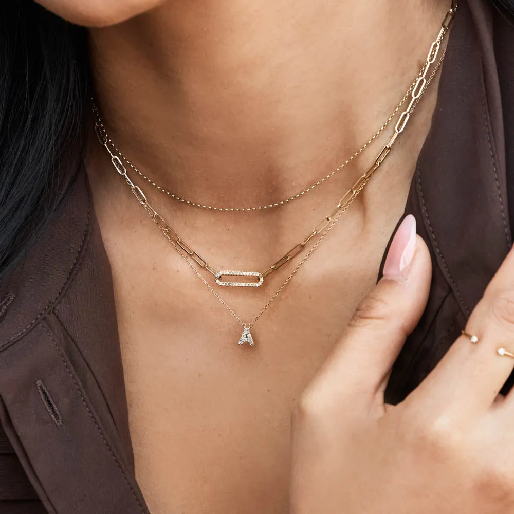 Diamond Paperclip Chain Necklace in 10k Gold