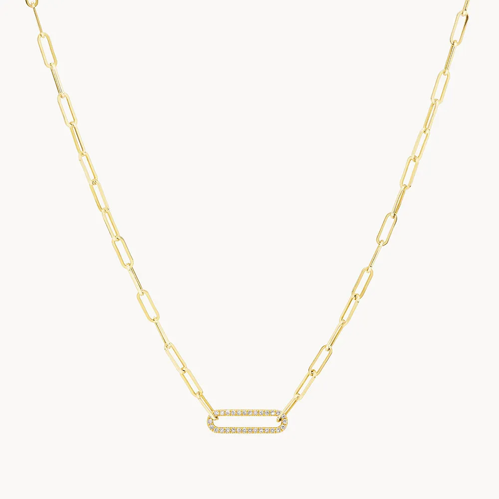 Diamond Paperclip Chain Necklace in 10k Gold